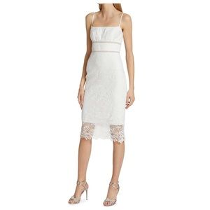 ML Monique Lhuillier Allover Lace Midi Dress